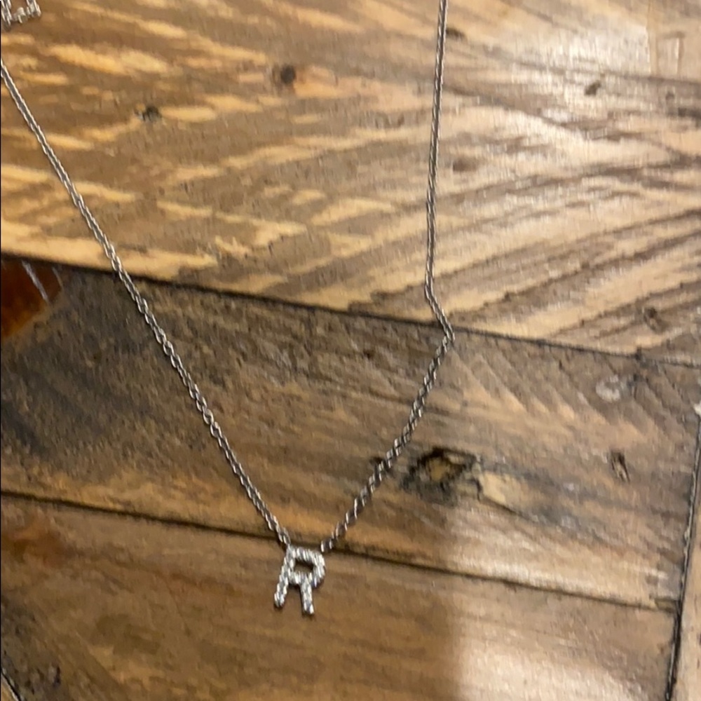 Silver R necklace